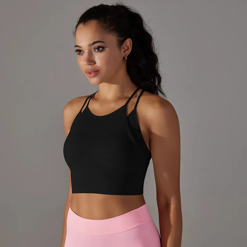 ANNIEGO Seamless Tank Bra – Double Strap, Breathable Fit