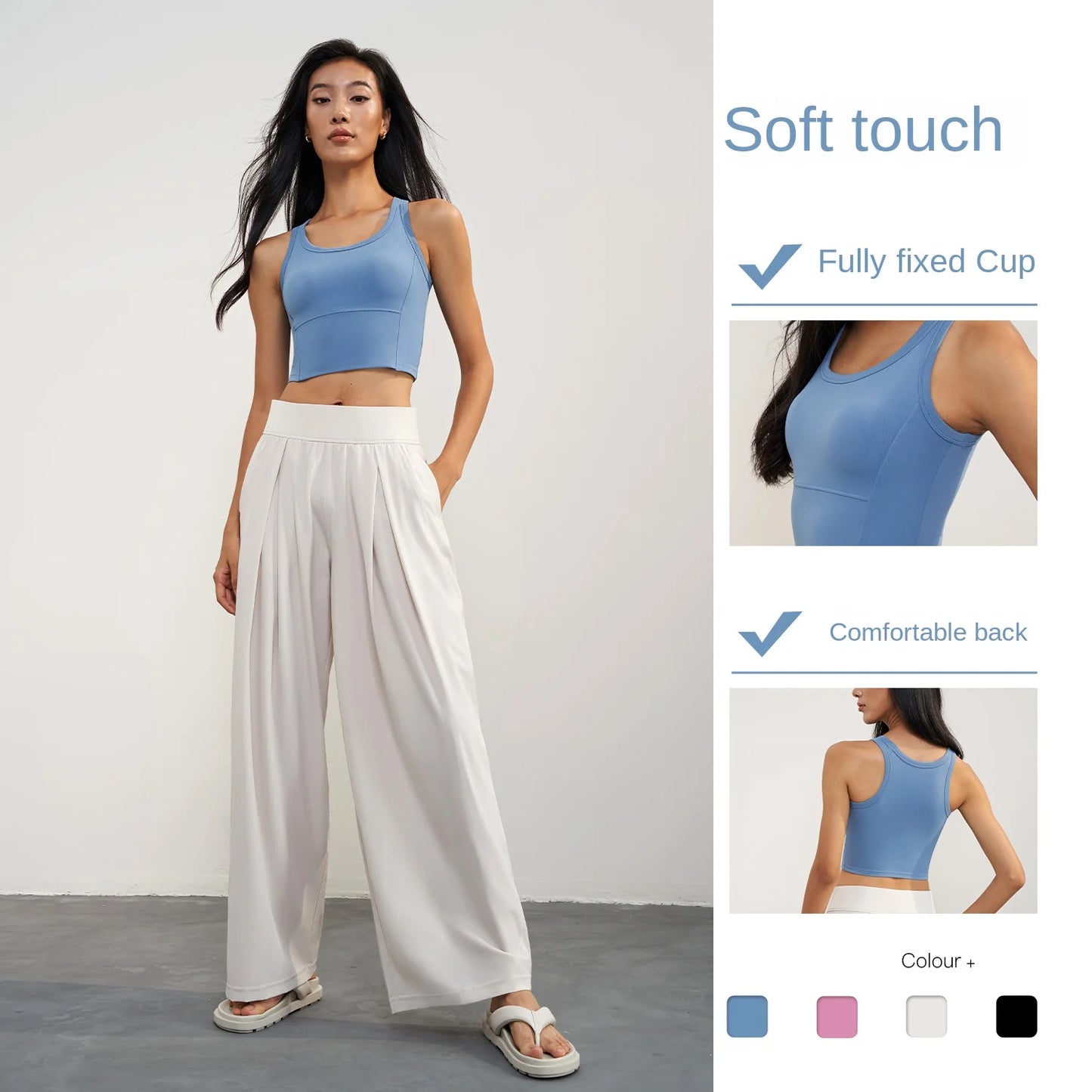 ANNIEGO Women’s Yoga Crop Tank – Built-in Bra, Quick Dry, Sweat-Wicking Top