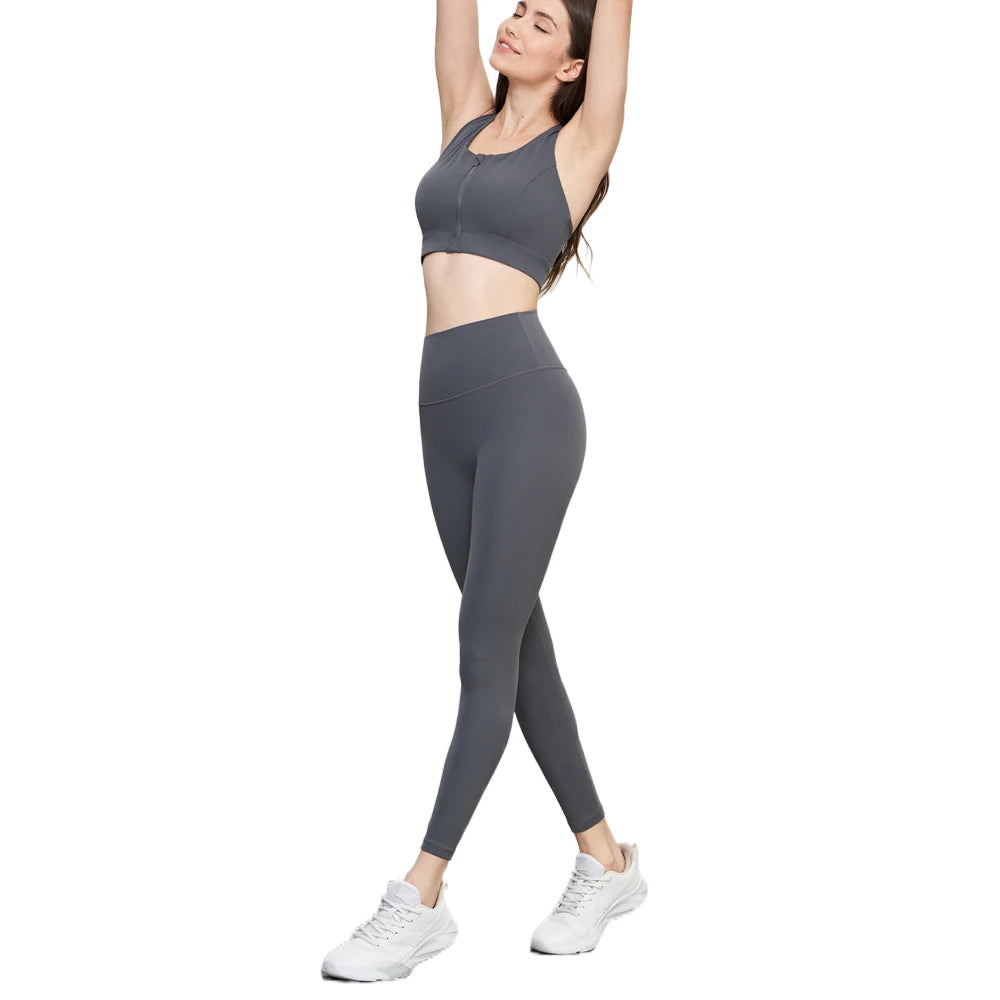 ANNIEGO Reflective Yoga Set for Women – Mesh Back Bra & High-Waist Leggings