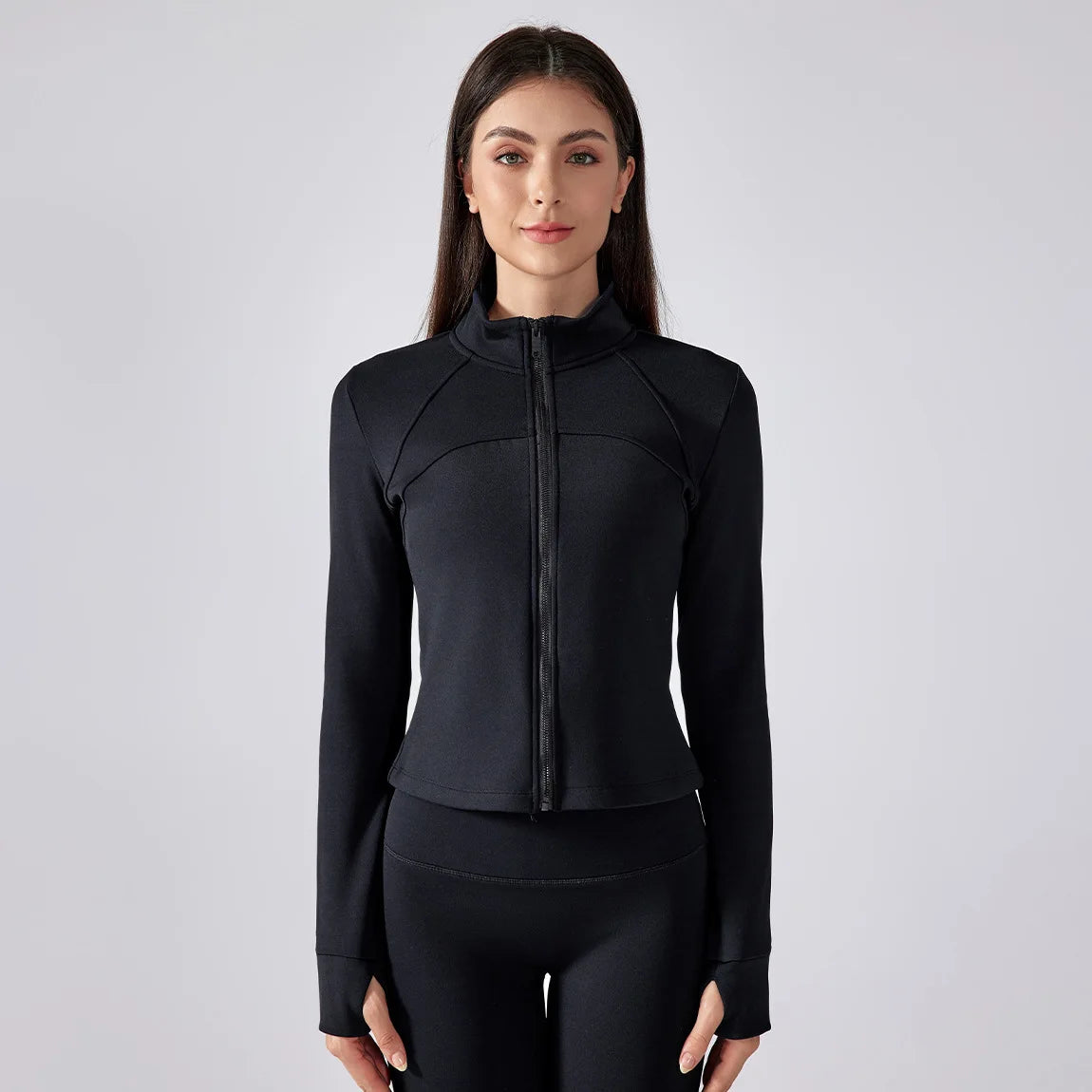ANNIEGO Women’s Fleece-Lined Slim Fit Sports Jacket – Yoga Running Cycling Zip-Up Coat