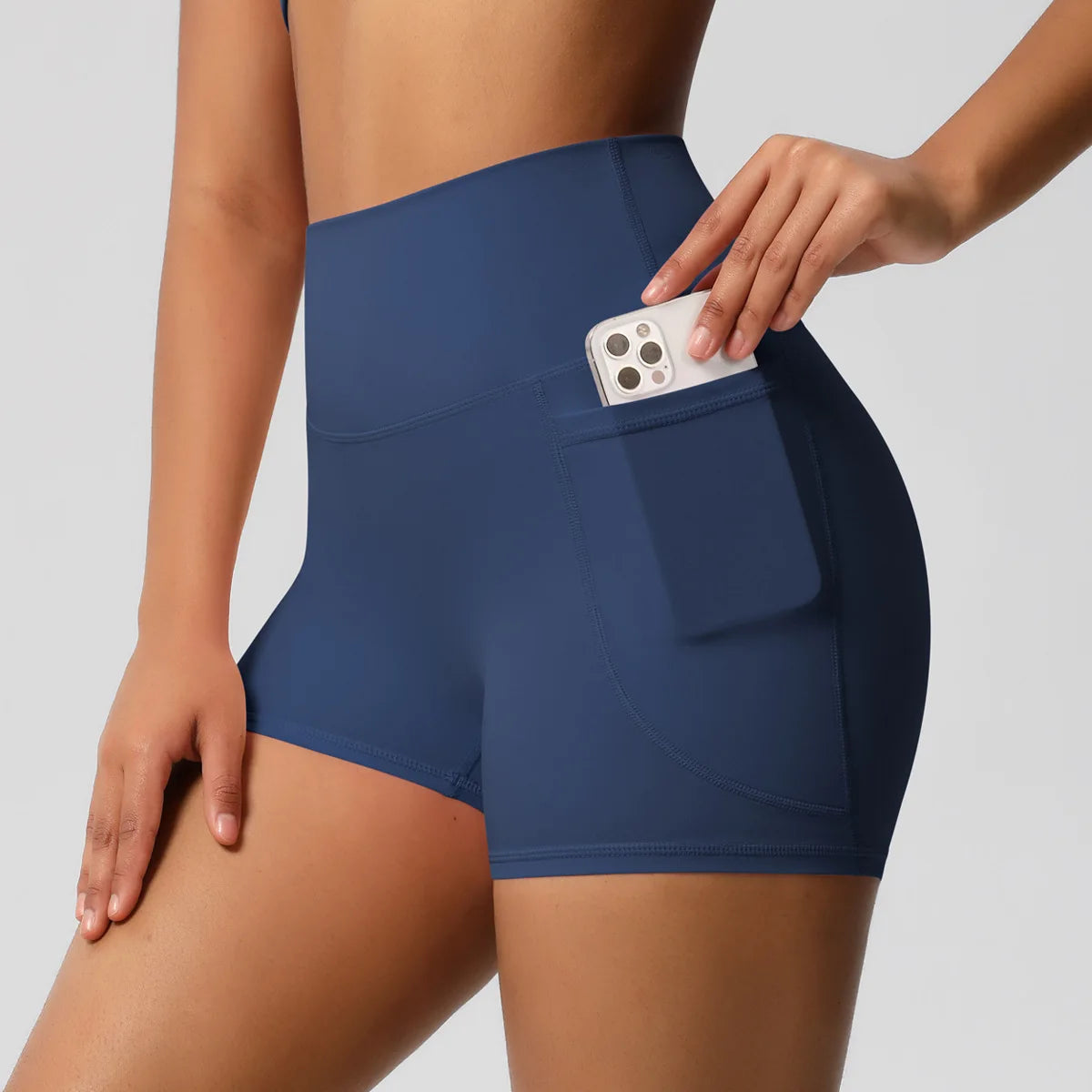 ANNIEGO Women’s High Waist Yoga Shorts – Pocket, Breathable, Tight Fit