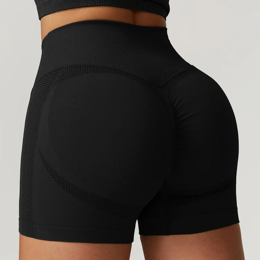 ANNIEGO High Waist Seamless Yoga Shorts – Butt Lifting, Tight Fit