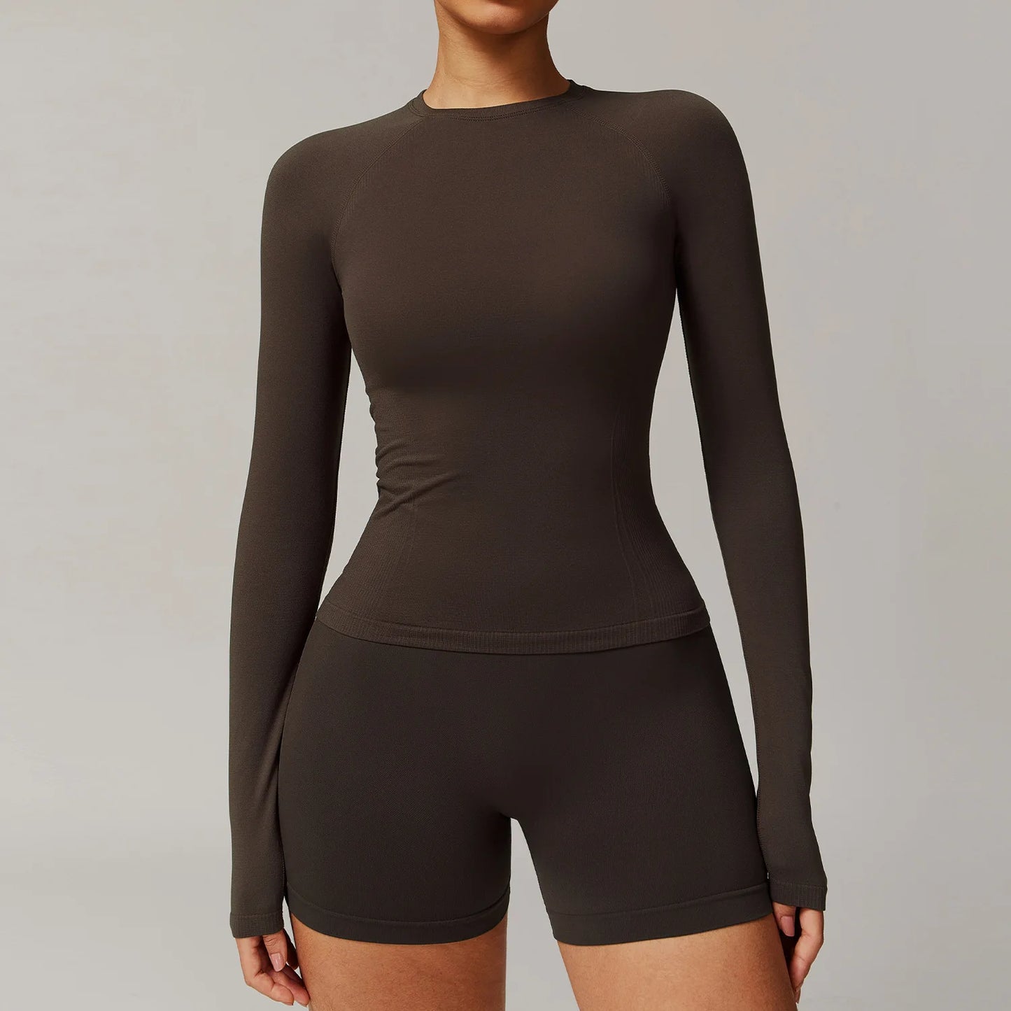 ANNIEGO Seamless Long Sleeve Top – Slim Fit, Quick-Dry