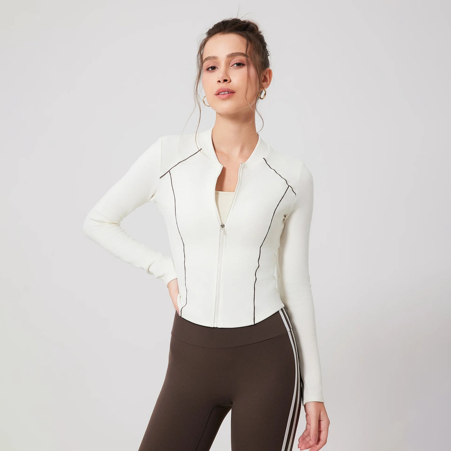 ANNIEGO Women’s Yoga Jacket – Slim Fit, Zipper Front, Long Sleeve Activewear Top