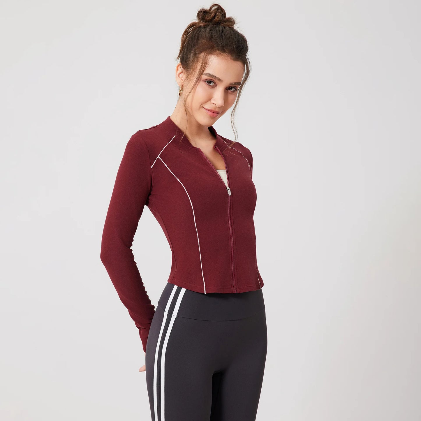 ANNIEGO Women’s Yoga Jacket – Slim Fit, Zipper Front, Long Sleeve Activewear Top