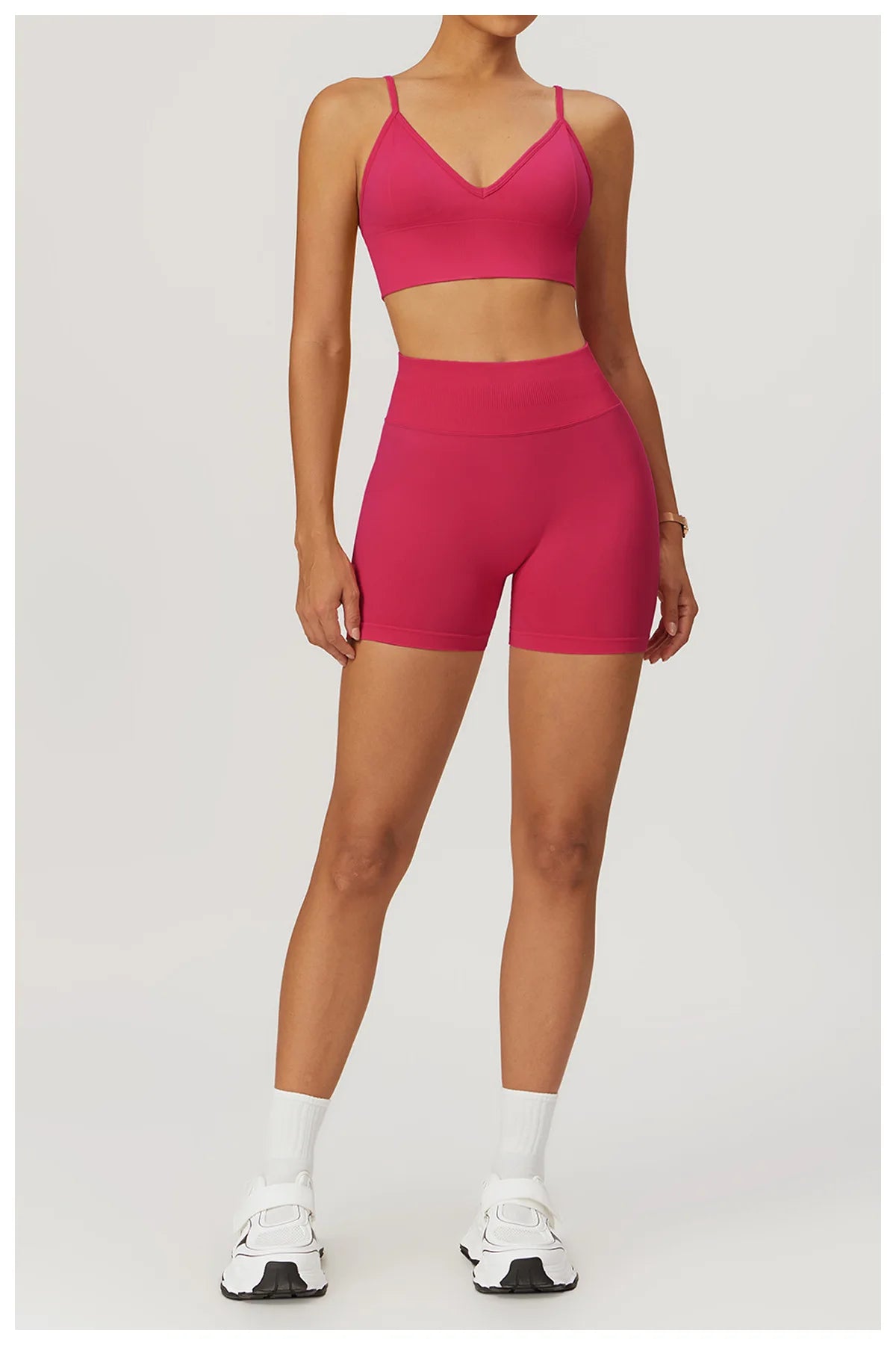 ANNIEGO V-Neck Sports Bra – Adjustable Straps, Shockproof, Quick-Dry