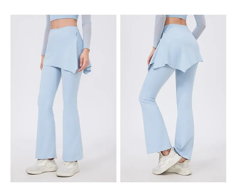 ANNIEGO 2-Piece Yoga Set – High Waist Flared Pants & Push-Up Fit Top