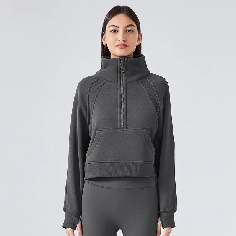 ANNIEGO Fleece Pullover – Half Zip, High Collar, Warm & Thick for Winter