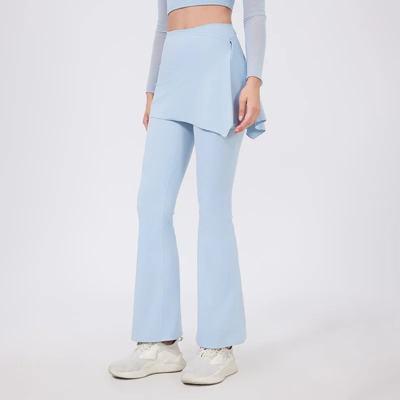 ANNIEGO 2-Piece Yoga Set – High Waist Flared Pants & Push-Up Fit Top