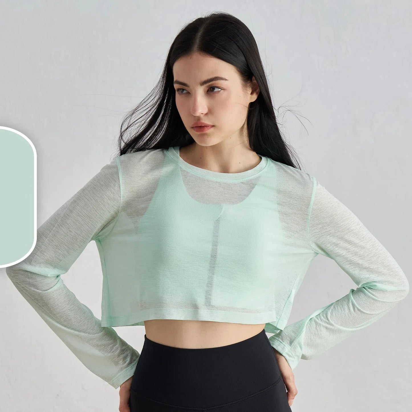 ANNIEGO Cropped Long Sleeve Yoga Top – Slim Fit, Lightweight, Breathable