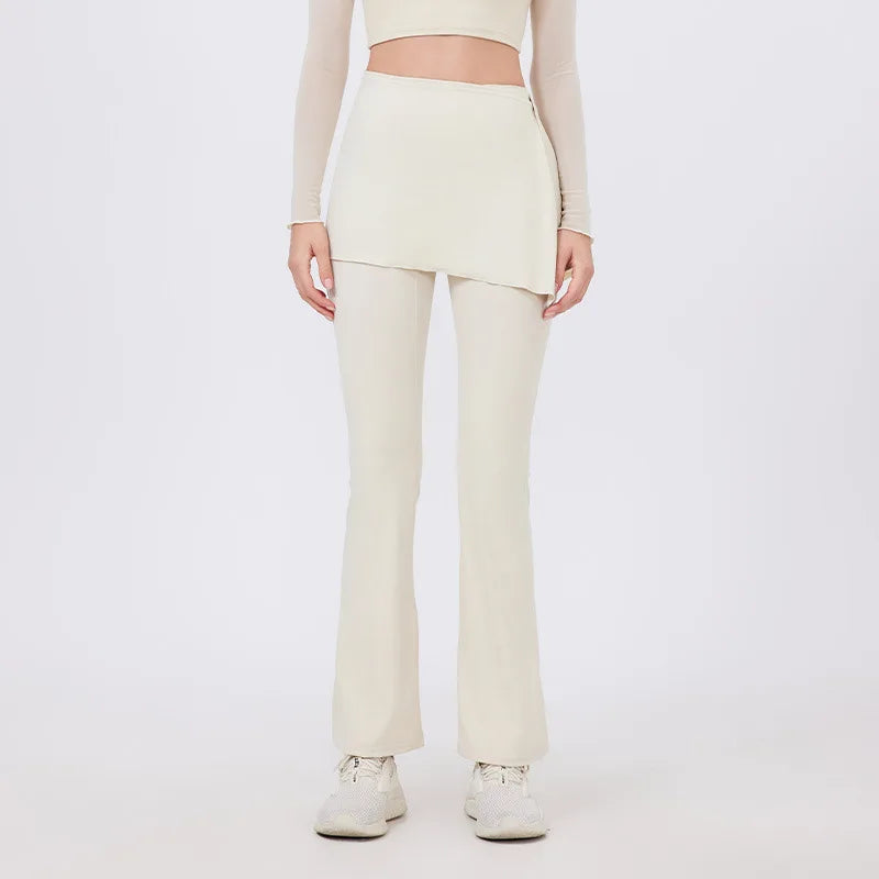 ANNIEGO 2-Piece Yoga Set – High Waist Flared Pants & Push-Up Fit Top