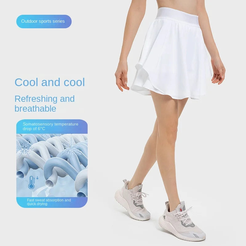 ANNIEGO Women’s Tennis Skirt with Shorts – Built-in Pocket, Quick Dry