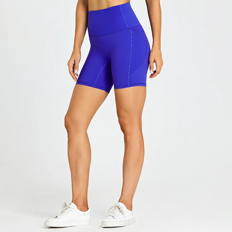ANNIEGO Women’s High Waist Gym Shorts – Pocket, Tight Fit, Yoga/Cycling