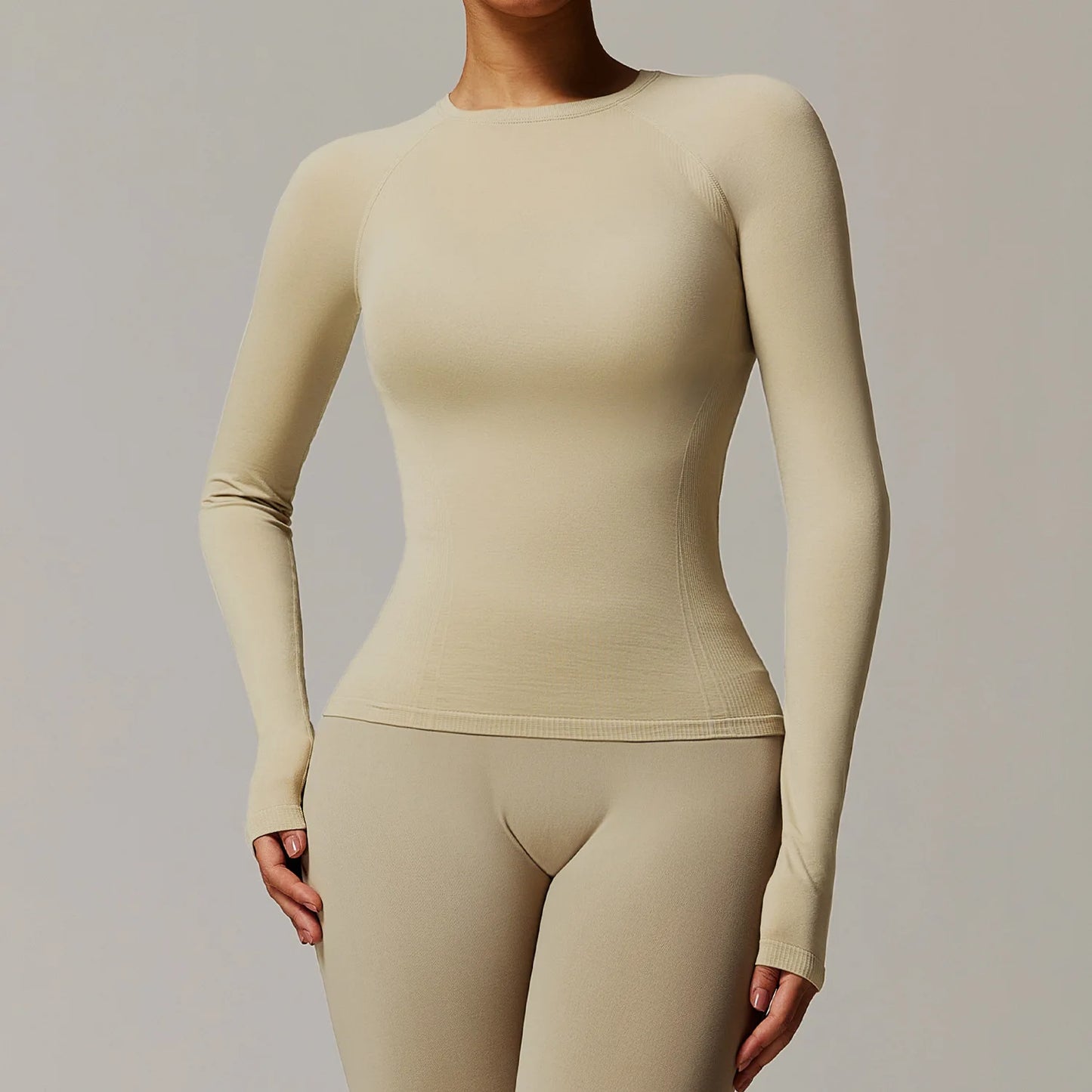 ANNIEGO Seamless Long Sleeve Top – Slim Fit, Quick-Dry