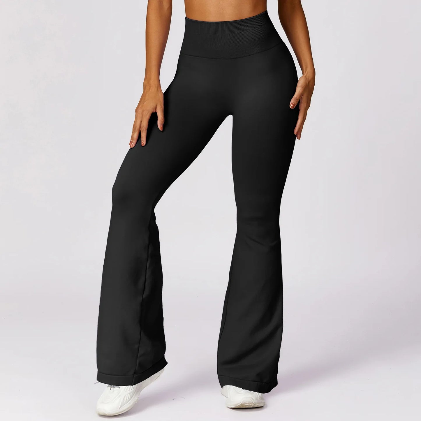 ANNIEGO Seamless Flare Yoga Pants – High Waist, Hip Lift, Tummy Control