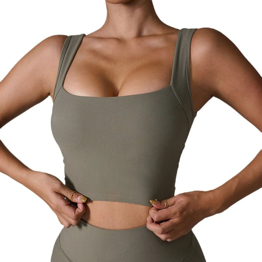 ANNIEGO Women’s Yoga Tank Top – Shockproof, Fixed Cup, Quick-Dry