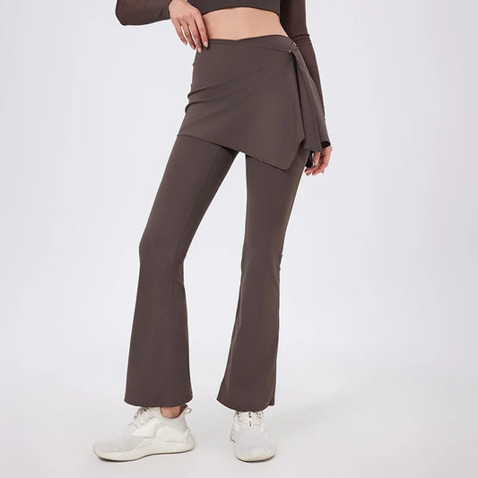 ANNIEGO 2-Piece Yoga Set – High Waist Flared Pants & Push-Up Fit Top
