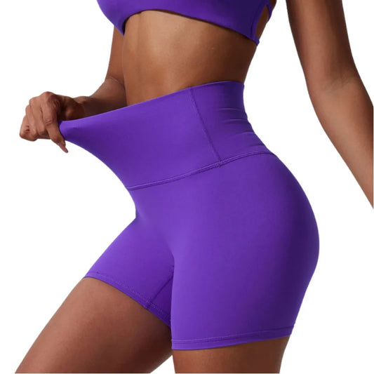 ANNIEGO Women’s High Waist Yoga Shorts – Tight Fit, High Elasticity