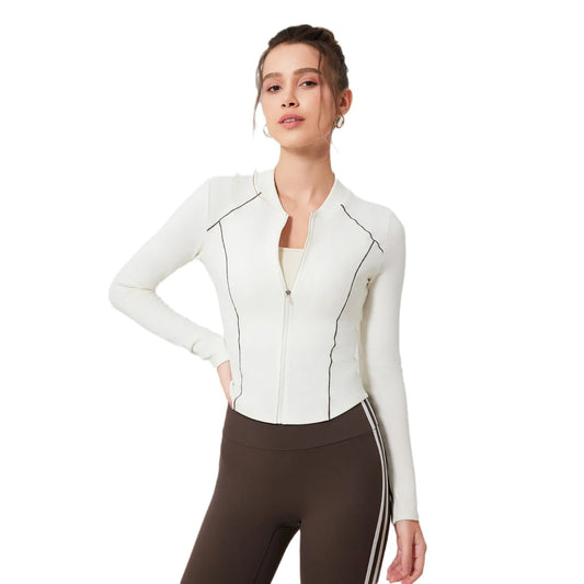 ANNIEGO Women’s Yoga Jacket – Slim Fit, Zipper Front, Long Sleeve Activewear Top